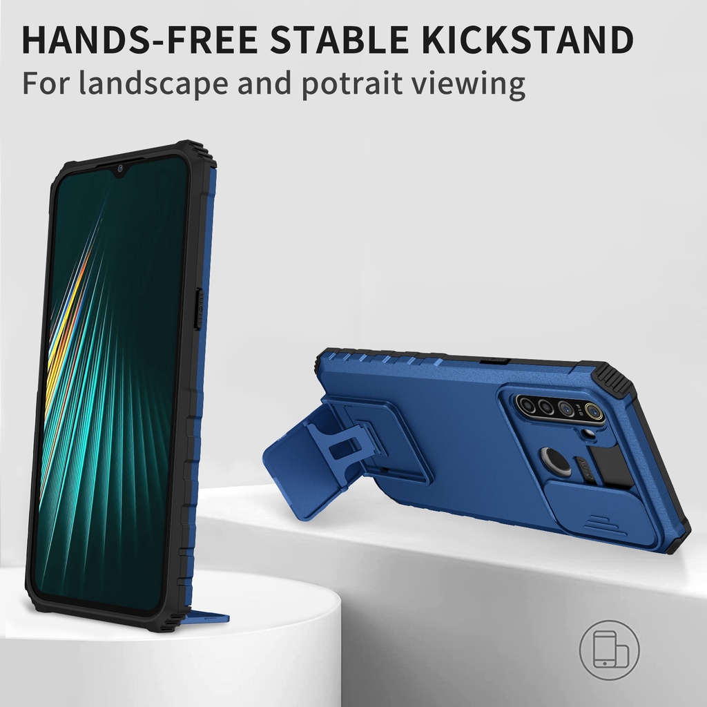 Ốp Điện Thoại Nhựa Cứng Có Giá Đỡ Dạng Đẩy Bảo Vệ Camera Cho OPPO Realme 9i / 7i / 5 / 5i / 5s / 6i / C17