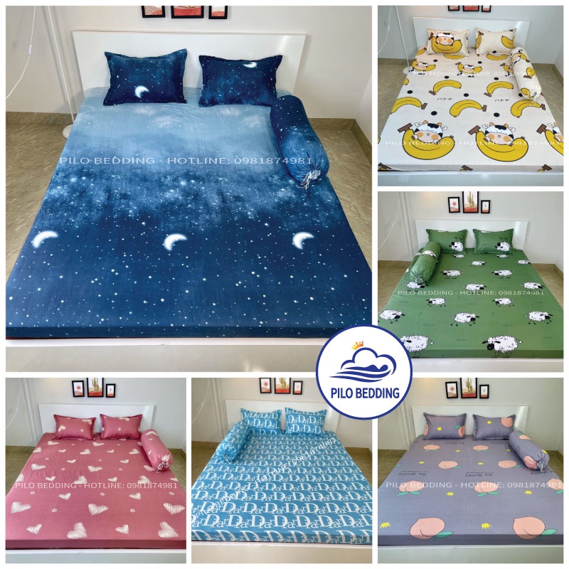 Ga trải giường Cotton Poly m6/m8/2m,drap giường nệm bo chun PILO bedding