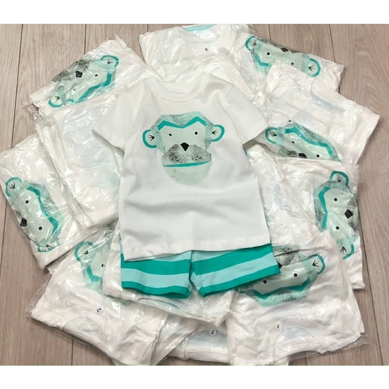 Bộ cộc tay in hình Zoo cho bé trai size từ 10-24 cân