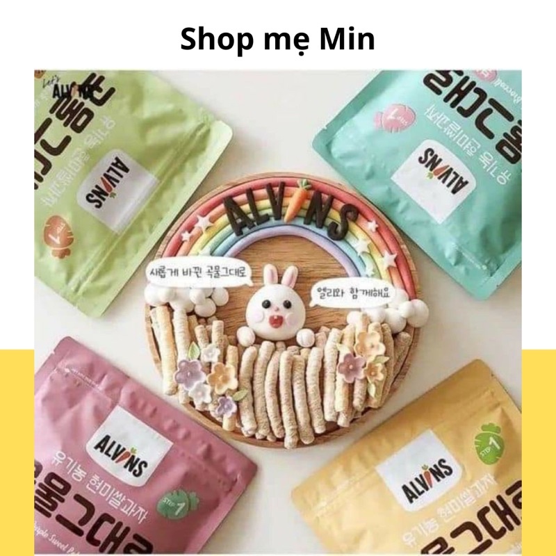 Bánh ăn dặm cho bé từ 6 tháng , Bánh gạo lứt rau củ hữu cơ hình que dạng túi zip 25g