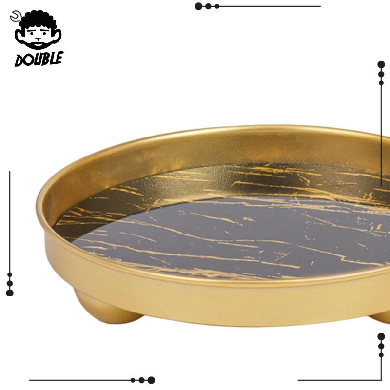 Khay tròn màu vàng kim đơn giản dùng đựng nước hoa/ cà phê/ nước hoa