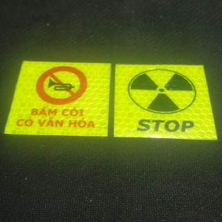 tem xe . tem cảnh báo phản quang logo phượt ( combo 2 logo )