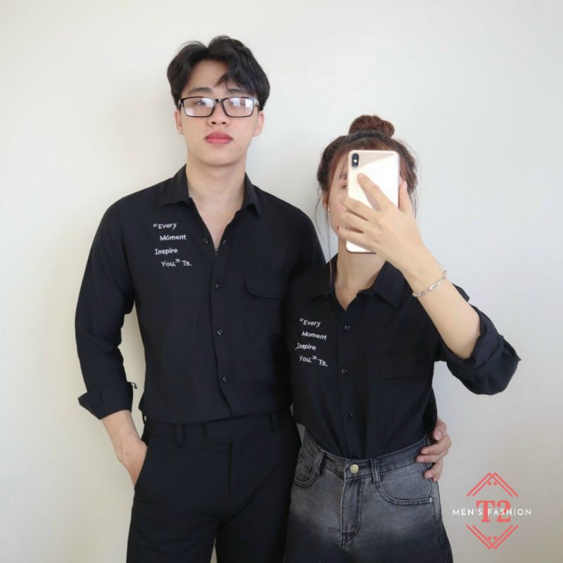 Áo Sơ Mi Nam Nữ Tay Dài SM01 Có Cổ, Thêu Chữ Siêu Đẹp | BigBuy360 - bigbuy360.vn