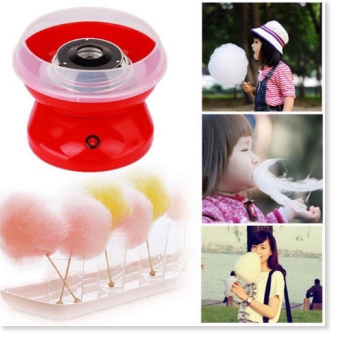 [ Miễn Phí Vận Chuyển ] Máy làm kẹo bông gòn mini Cotton candy maker + Tặng 1 muỗng + 10 que quấn kem