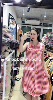 Váy lanh bầu nơ cổ