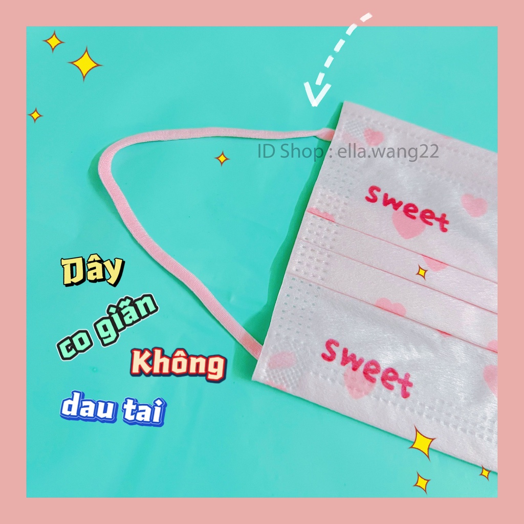 Khẩu trang màu hồng họa tiết Gấu dâu Lotso siêu dễ thương - Set 20 cái
