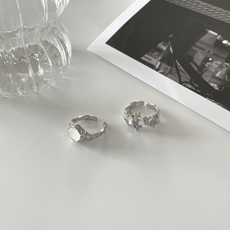 Nhẫn Hở Đính Đá Mặt Trăng Thời Trang Đường Phố Cá Tính Có Thể Điều