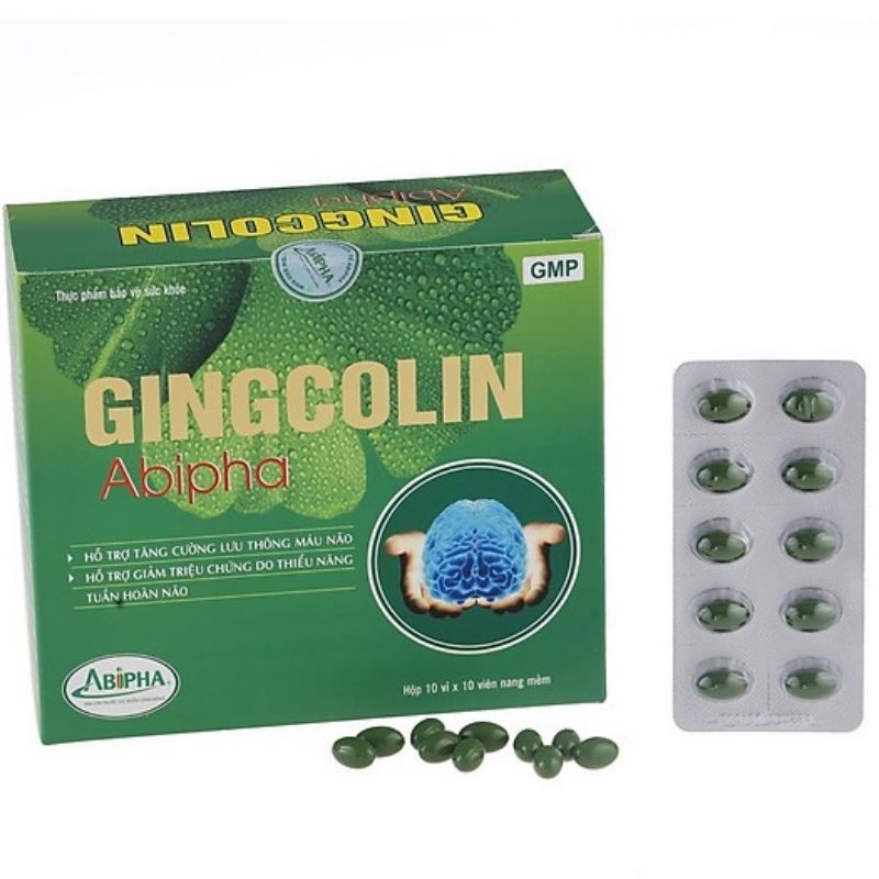 GINGCOLIN ABIPHA hỗ trợ tăng cường tuần hoàn máu lên não, hộp 100 viên