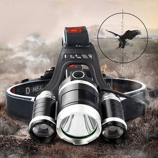 Đèn Pin Led Siêu Sáng Đội Đầu 3 Bóng - Đen