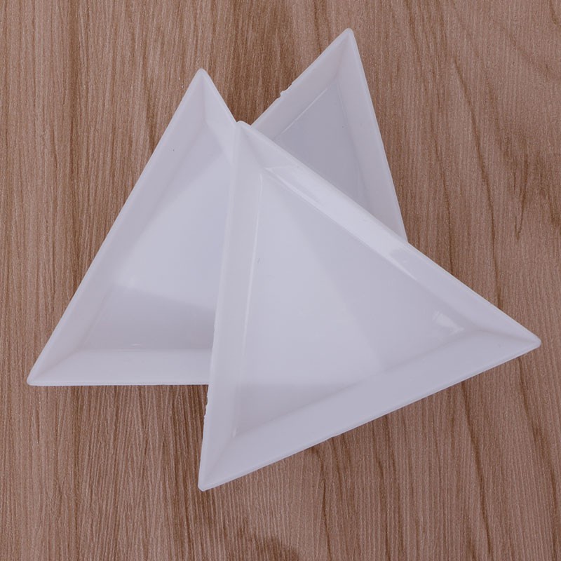 [Hàng mới về] Set 10 khay nhựa hình tam giác đựng đá pha lê trang trí móng tay nghệ thuật