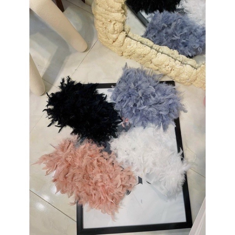 Áo Dây Cúp Khuôn Ngực Lông Vũ Tưa Sang Chảnh