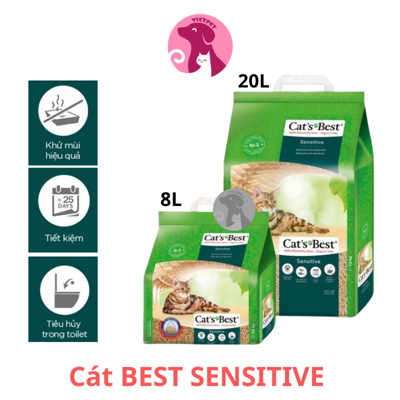 [TẶNG XÚC XÍCH] Cát vệ sinh hữu cơ cho mèo - Cat's Best Sensitive