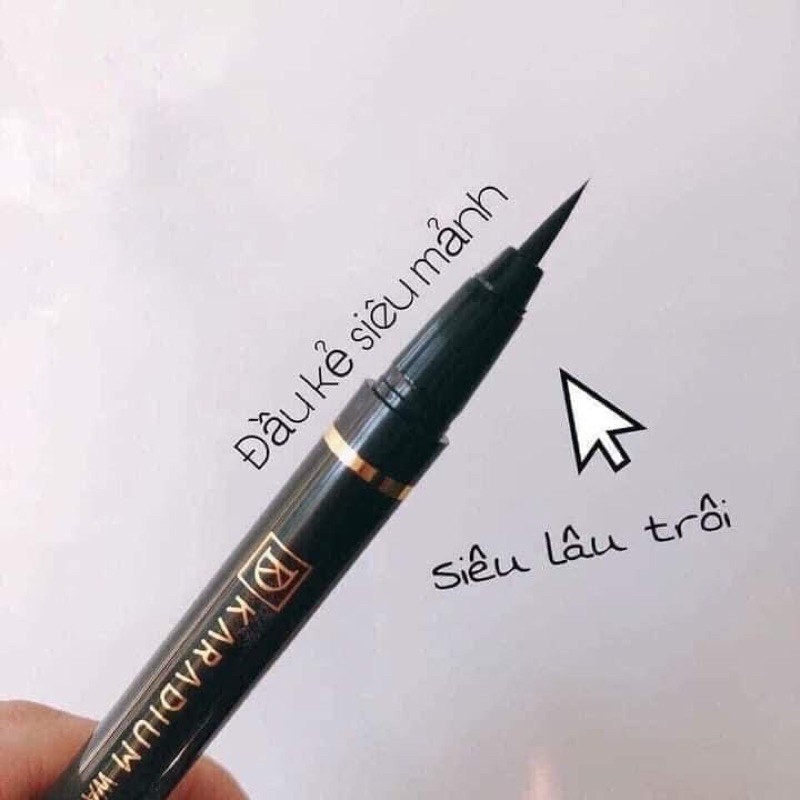 Bút Kẻ Mắt Nước Karadium Không Trôi Waterproof Brush Liner Black Vỏ Trắng - Bút Kẻ Dạ Karadium Hàn Quốc