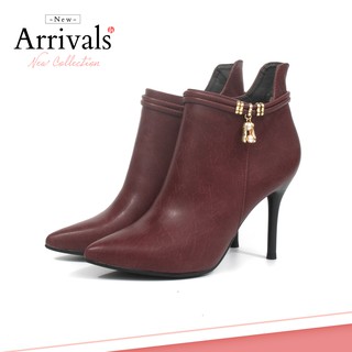 [Giày xinh toàn quốc] Boots 7cm Da bóng, khóa kéo, phối dây, Ankle boots Mã BO100311 (2)