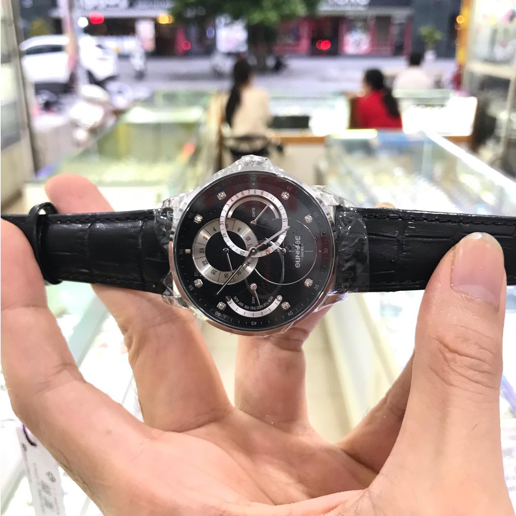 Đồng hồ nam SUNRISE 1146PA Full hộp, thẻ chính hãng, Kính Saphire chống xước chống nước tốt