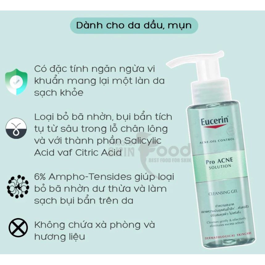 Sữa Rửa Mặt Dạng Gel Eucerin Acne-Oil Control Pro Acne Solution Cleansing Gel