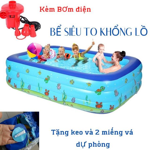 Bể bơi bơm hơi cho bé yêu (Tặng keo và 2 miếng vá dự phòng)