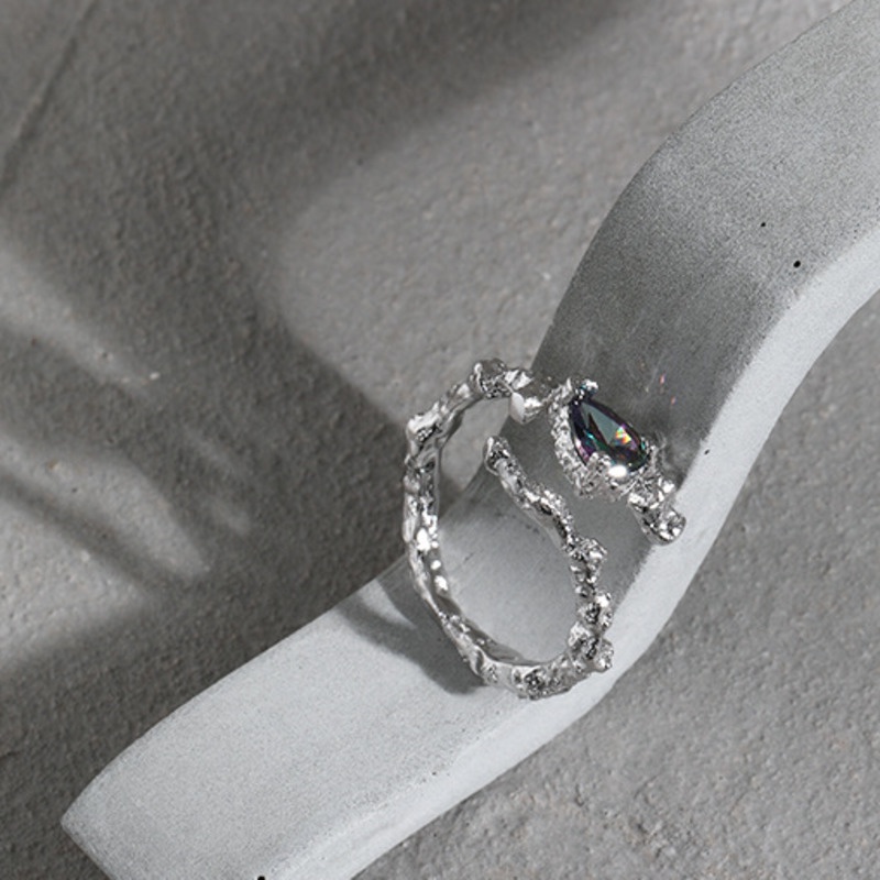 Nhẫn Hở Thiết Kế Bất Đối Xứng Phong Cách hip hop Cá Tính