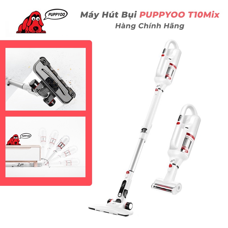 [BH 24 Tháng] Máy Hút Bụi PUPPYOO T10 Mix Cầm Tay Không Dây Với Ống Gập Tiện Lợi Lực Hút 17500 Pa Siêu Gọn Nhẹ