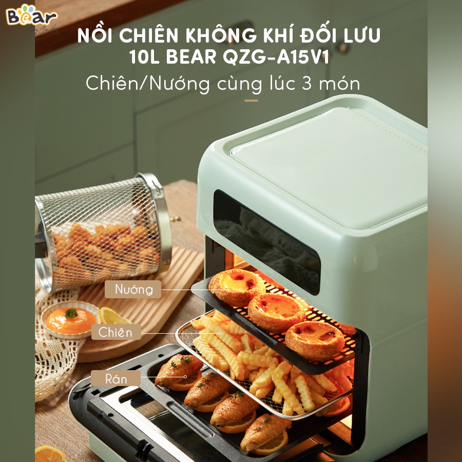 Nồi Chiên Không Dầu Bear 10L Thiết Kế Kiểu Dáng Lò Chiên, Công Nghệ Air Bomb Chiên Không Dầu - A15V1
