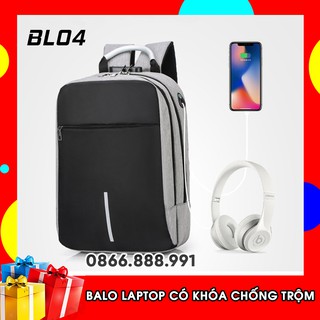 Balo laptop, balo thời trang nam nữ. mã bl04. có cổng sạc usb, có khóa chống trộm