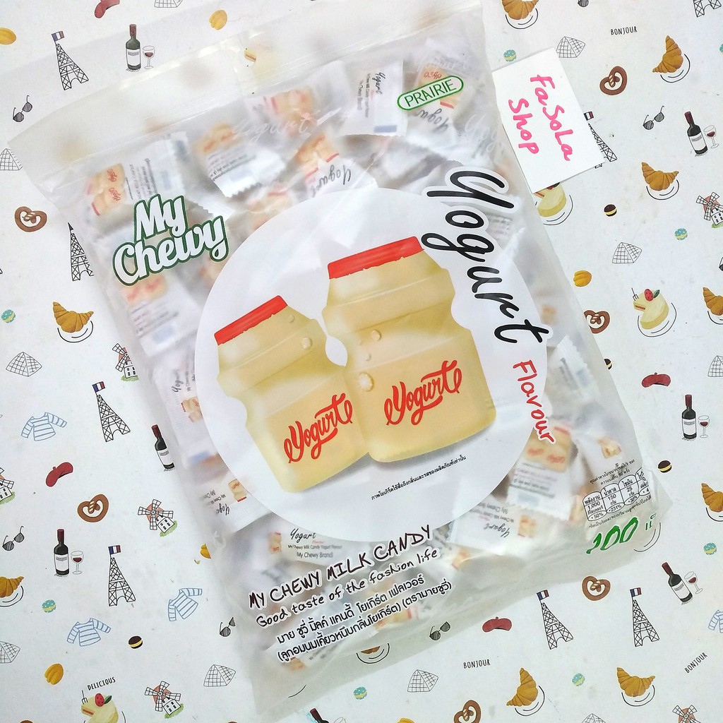 Kẹo dẻo mềm MY CHEWY Thái Lan gói to 360g gồm 100 viên prairie milk candy sầu riêng sữa chua trà xanh