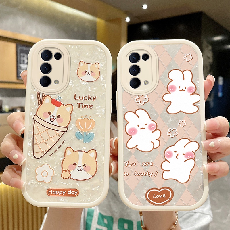 Bear Shell Pattern Phone Case Oppo A15 A15s A76 4G A96 4G A74 5G A54 5G Reno 5 A83 A1 F11 Soft Back Cover
