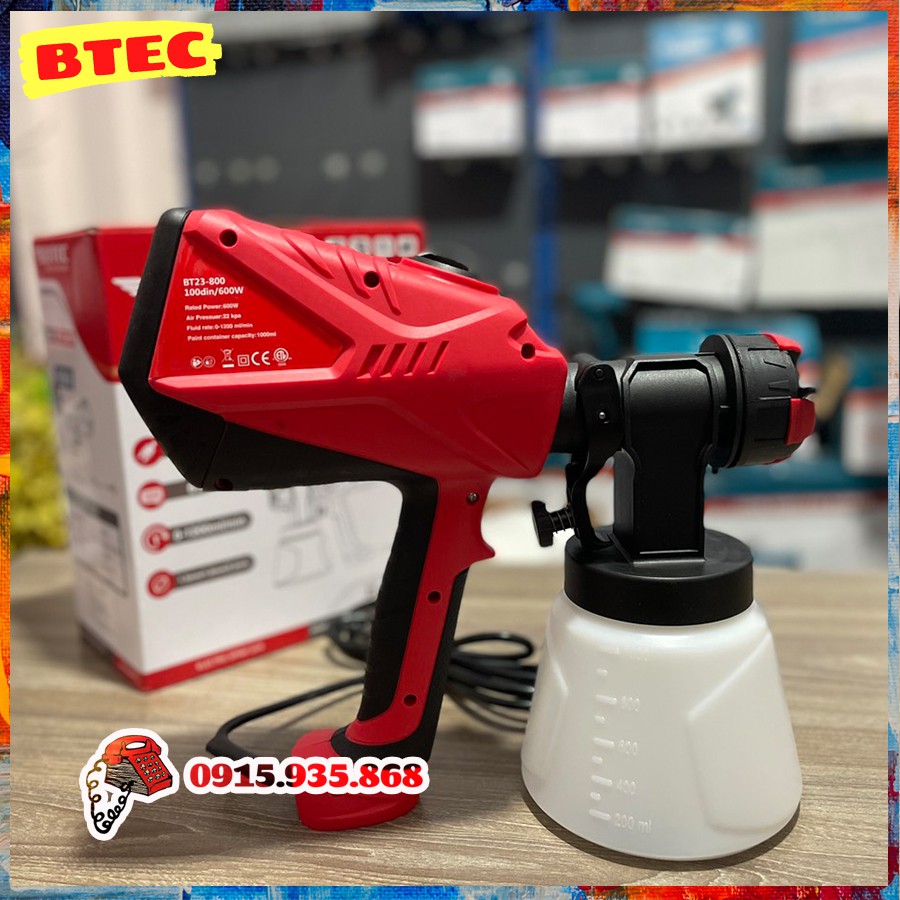 Máy phun sơn điện BTEC BT23-800, Bình 1 Lít. kèm 4 béc phun, bảo tín official store