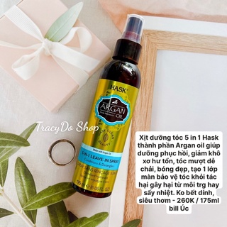 Xịt dưỡng tóc hư tổn hask argan oil