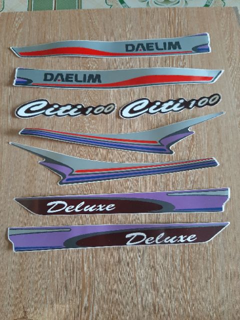 Bộ tem xe citi 100 daelim nâu tím hàng xịn cao cấp