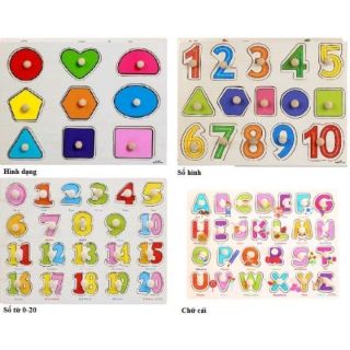 Combo 10 bộ Bảng Gỗ Ghép Hình Có Núm