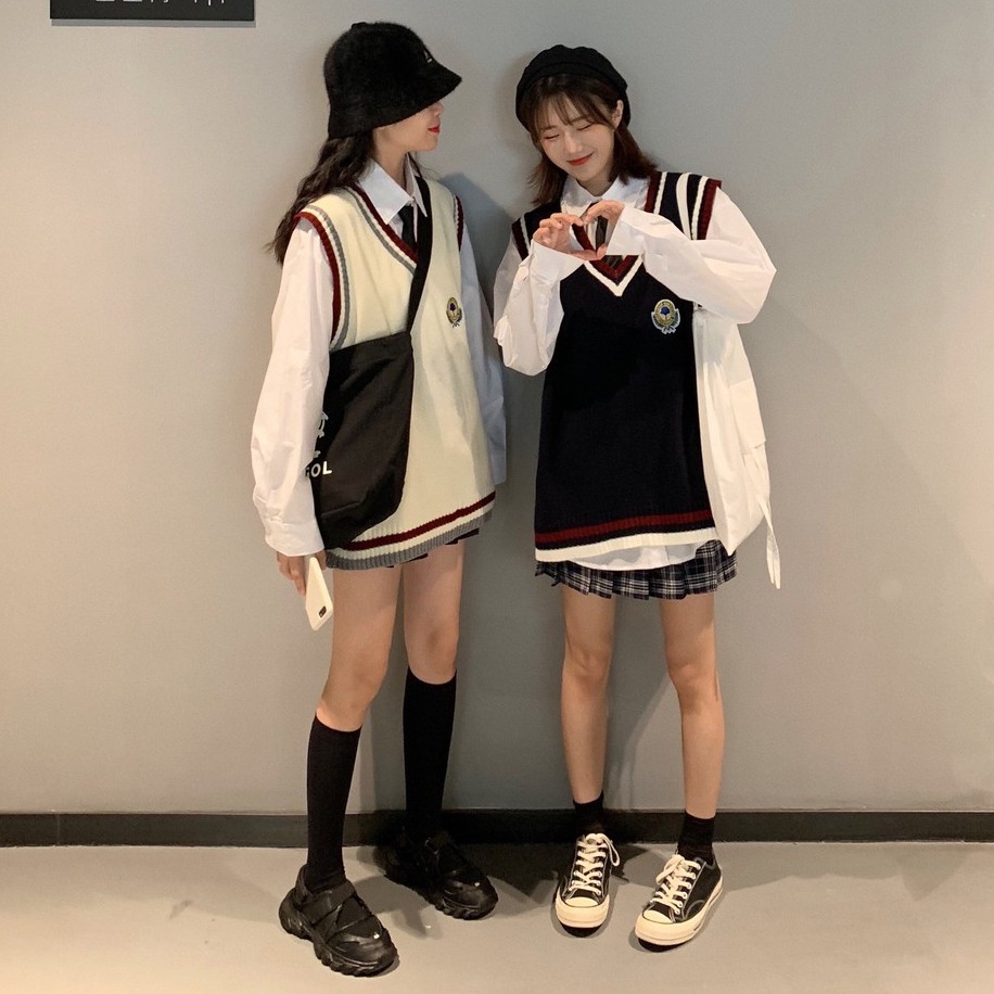 Áo Gile Len Học Sinh Hàn Quốc Huy Hiệu Ngực, Áo Gile Logo Form Nhỏ | BigBuy360 - bigbuy360.vn