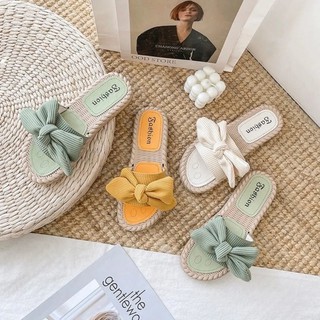 Dép nơ phụ nữ mặc mùa hè 2021 thời trang xỏ ngón phiên bản Hàn Quốc ra chống trượt cho bà bầu và đi trong nhà