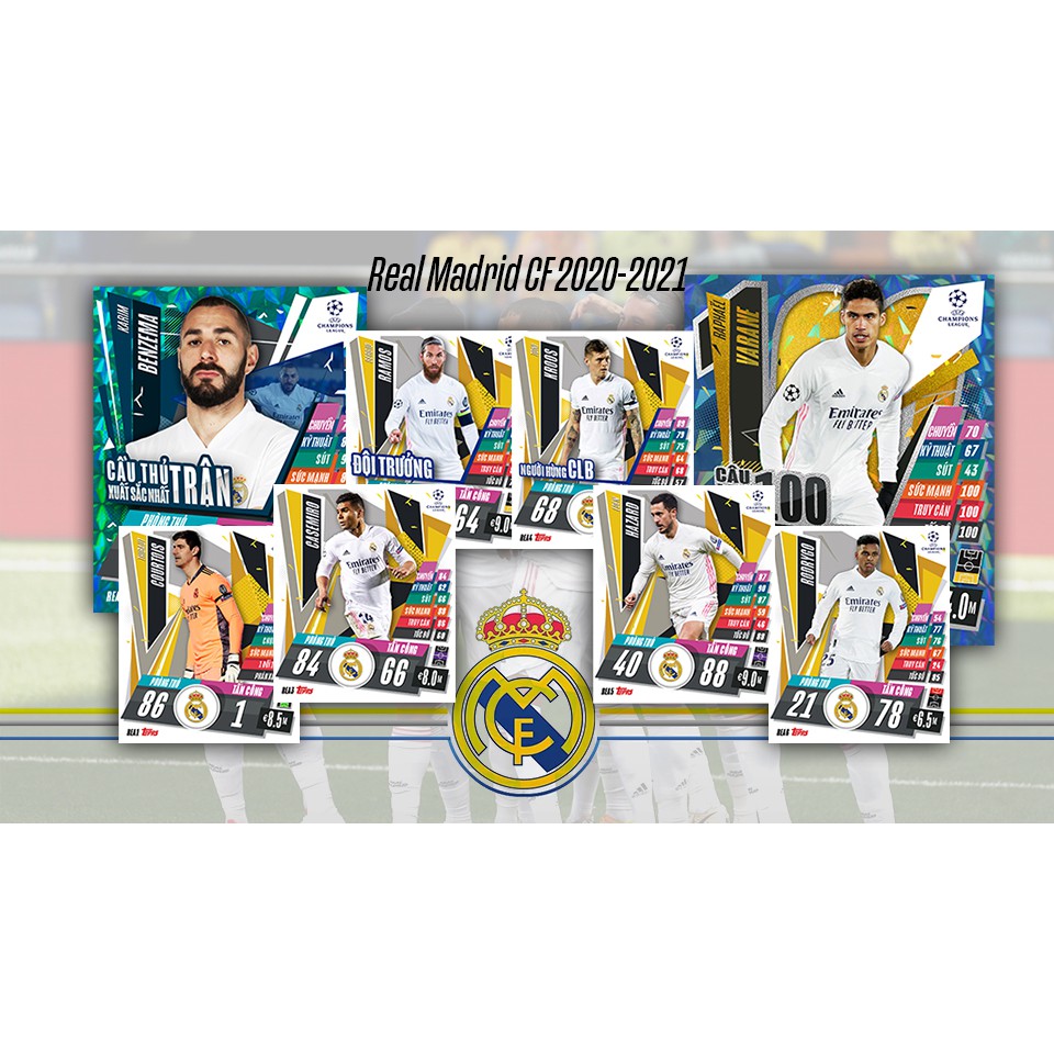 [GIẢM GIÁ] - Set thẻ in Match Attax Real Madrid phiên bản Poca 2021