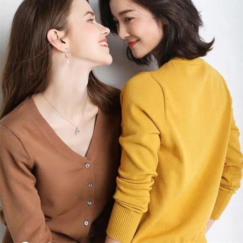 Áo khoác cardigan len dệt kim cổ chữ V size lớn phong cách Hàn Quốc thời trang thu đông dành cho nữ | BigBuy360 - bigbuy360.vn