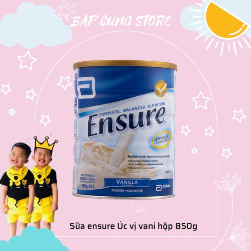 Sữa ensure Úc, sữa ensure vị vani hộp 850g