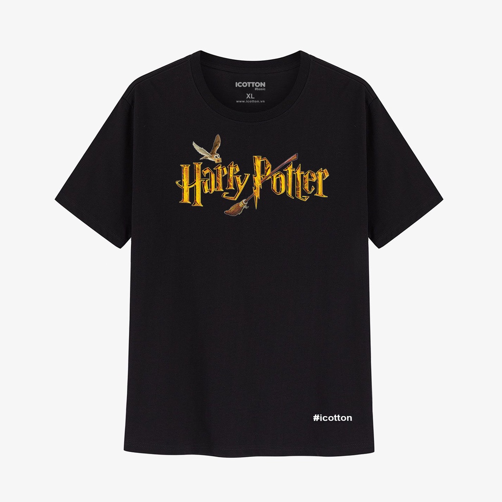 Áo thun icotton Basic hình HARRY POTTER Đen