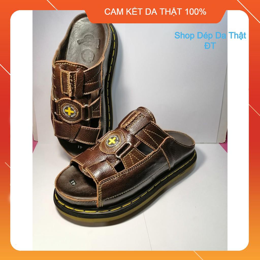 Dép Quai Ngang Nam Da Thật 100% Cao Cấp Doctor Dr.Martens Hàng VNSX - Mã 20D8