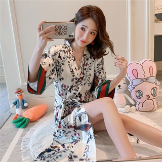 Đầm Ngủ Kimono Lụa Lạnh Thiết Kế Plus Size 500 +