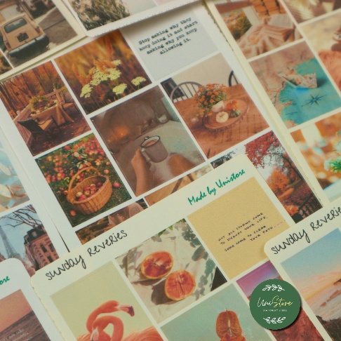 Sticker photo - ảnh sticker sunday dùng để trang trí sổ tay phong cách vintage - made by unistore