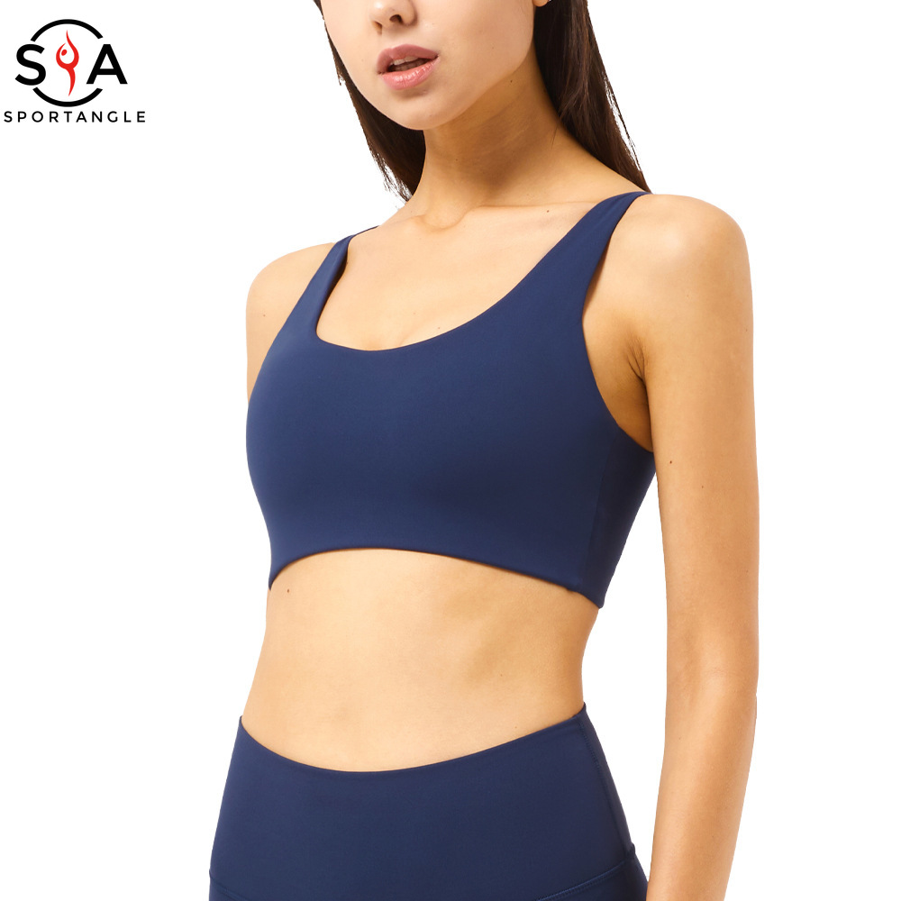 【Sportsangel】Sports bra New smooth deep U fitness bra adjustable buckle gathered yoga underwear