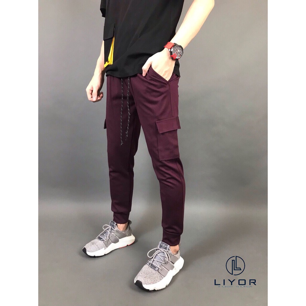 Quần thun dài thể thao thiết kế túi hộp - Liyor - QDTT002