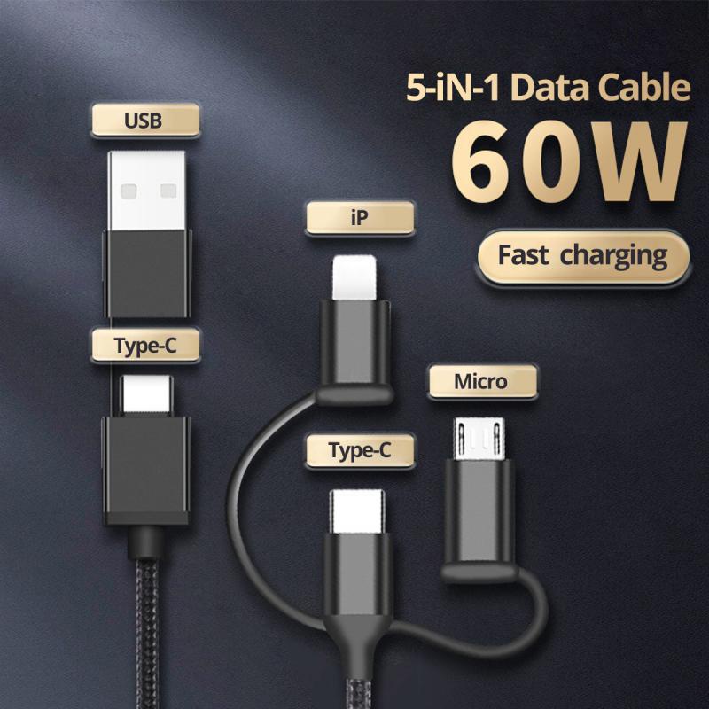 Cáp sạc nhanh QC 3.0 3 trong 1 ANKNDO PD 60W cho IP 13 12 Huawei Xiaomi Samsung Tablet Laptop