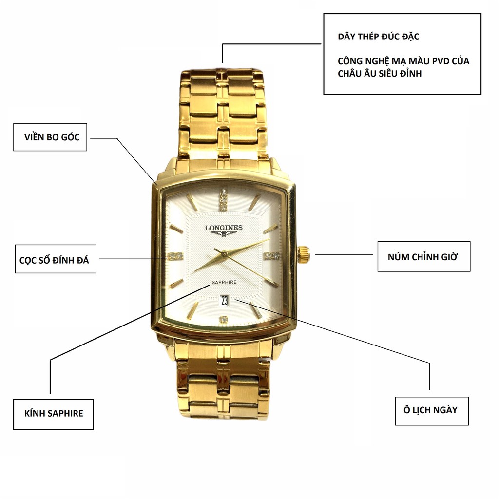 ( HÀNG XỊN ) Đồng hồ nam mặt chữ nhật ONGINES, kính saphire, chống nước tốt, dây demi siêu sang | BigBuy360 - bigbuy360.vn