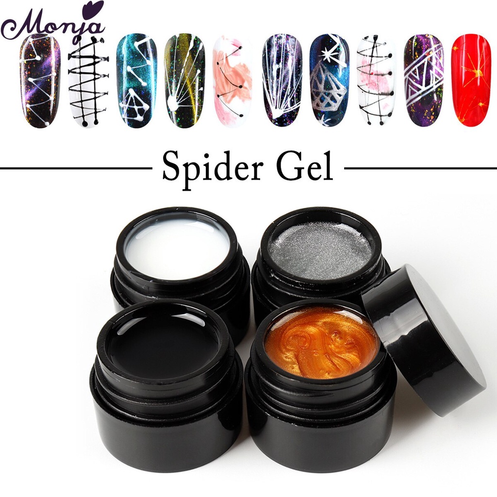 MONJA Sơn gel mạng nhện trang trí móng tay nghệ thuật 4 màu tự chọn