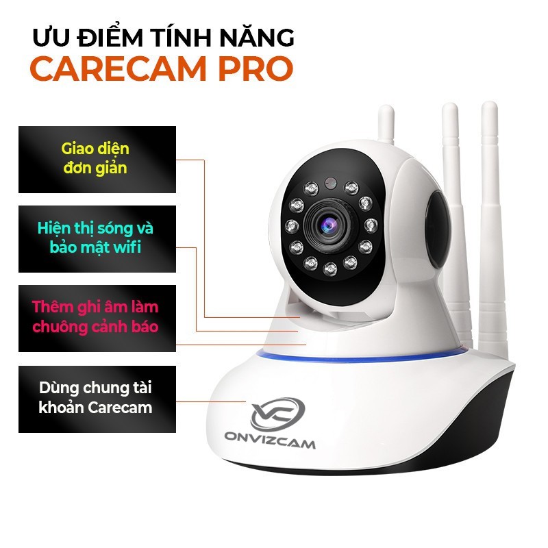 [COMBO CAMERA+ THẺ 64] Camera không dây siêu nét ONVIZCAM V3 xoay theo chuyển động, kết nối smartphone 1080P BH 12 tháng