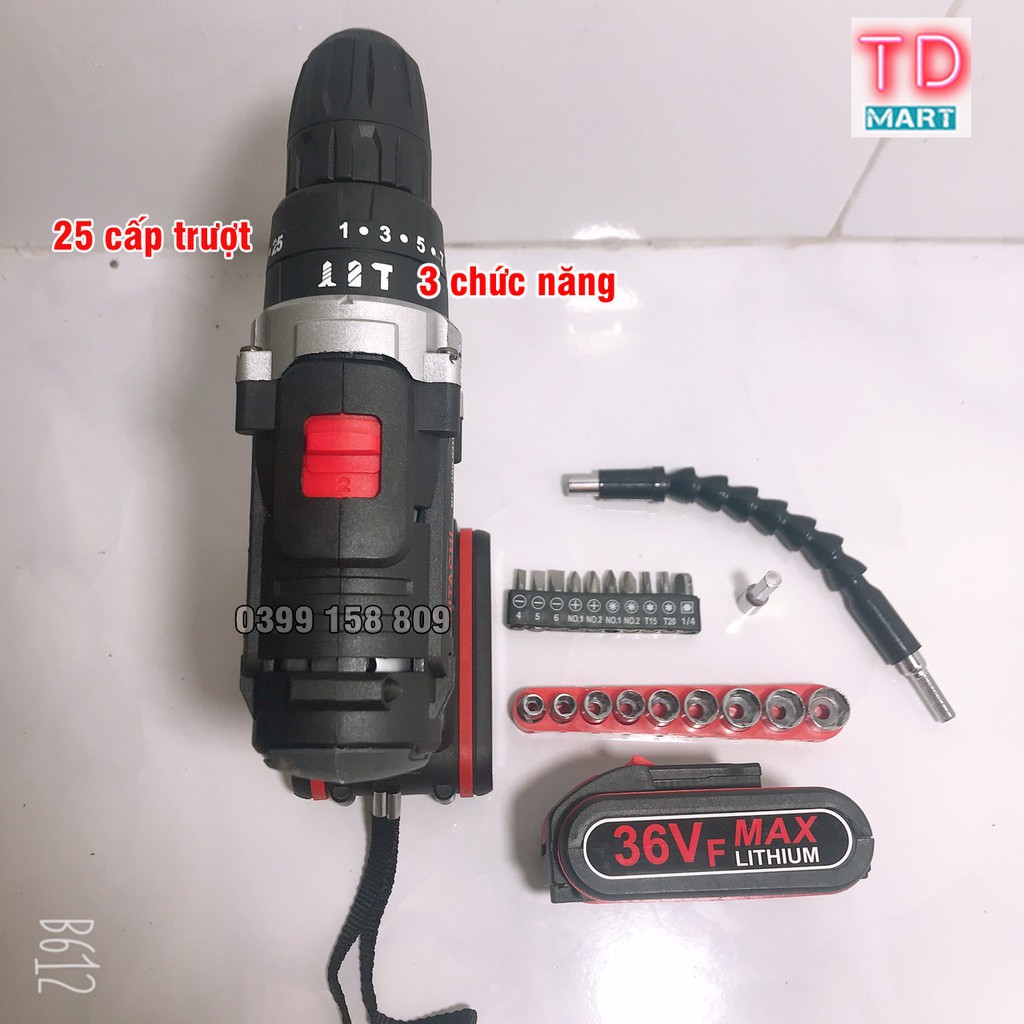 [Chính Hãng] Máy khoan pin Hitachi 36V, 3 Chức năng: Khoan sắt, gỗ, bắn vít, bắn tôn