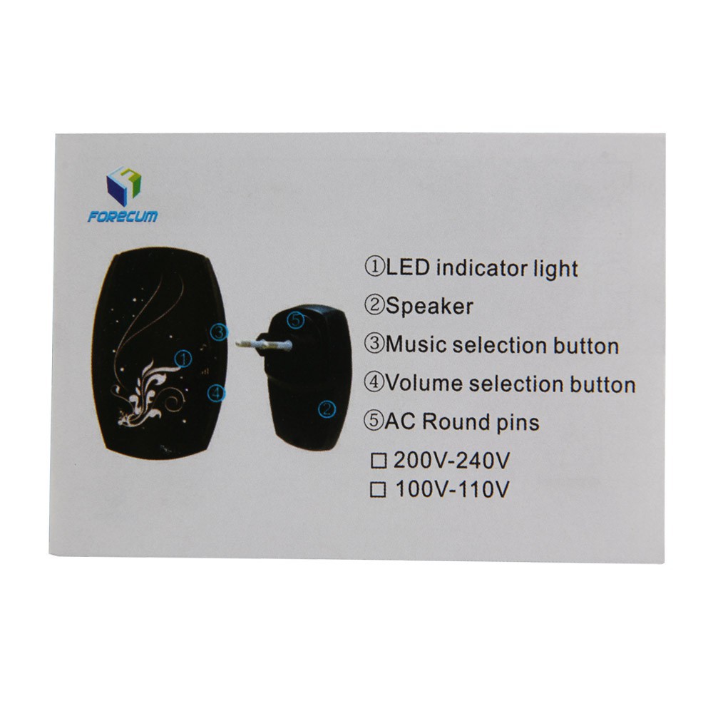 Chuông gắn cửa điều khiển từ xa tích hợp 36 bài hát và đèn LED | BigBuy360 - bigbuy360.vn