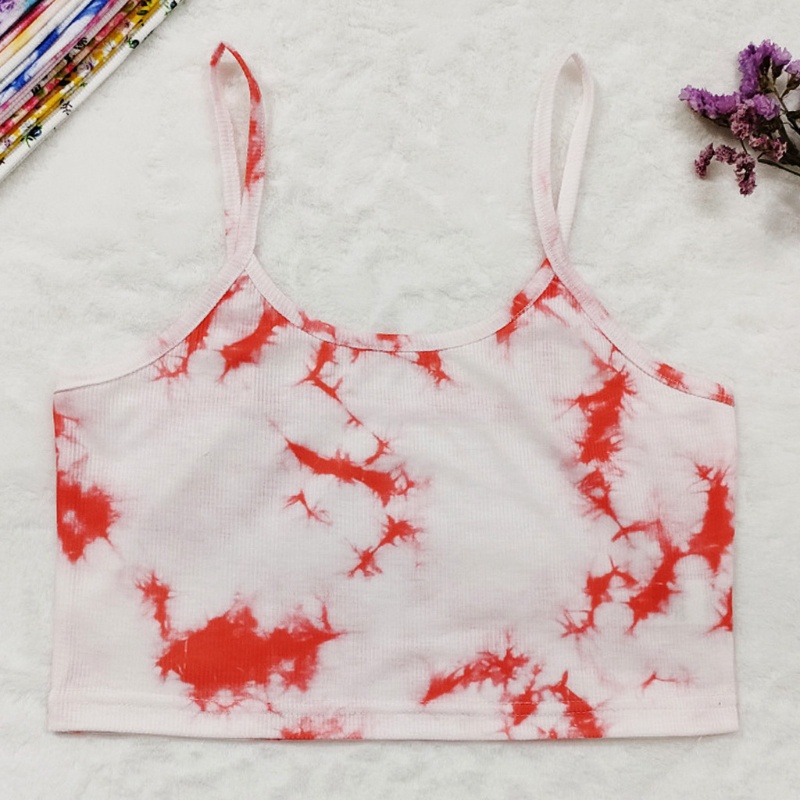 Áo Croptop Mini Ôm Dáng Hai Dây Màu Gradient Cầu Vồng Phong Cách Harajuku Cho Nữ