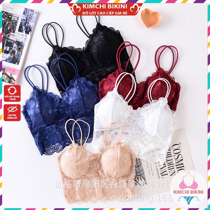 Áo bra ren hoa 4 dây đệm mỏng không gọng nâng ngực gợi cảm KIMCHIBIKINI áo lót nữ cao cấp đẹp sexy bigsize AL009